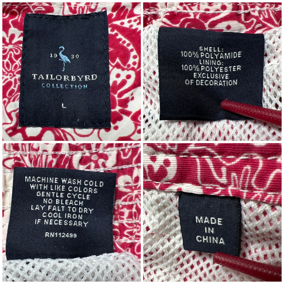 Tailorbyrd Red Sea Turtles Swim Trunks SIZE L Floral Board Shorts Liner Pockets - Picture 5 of 12